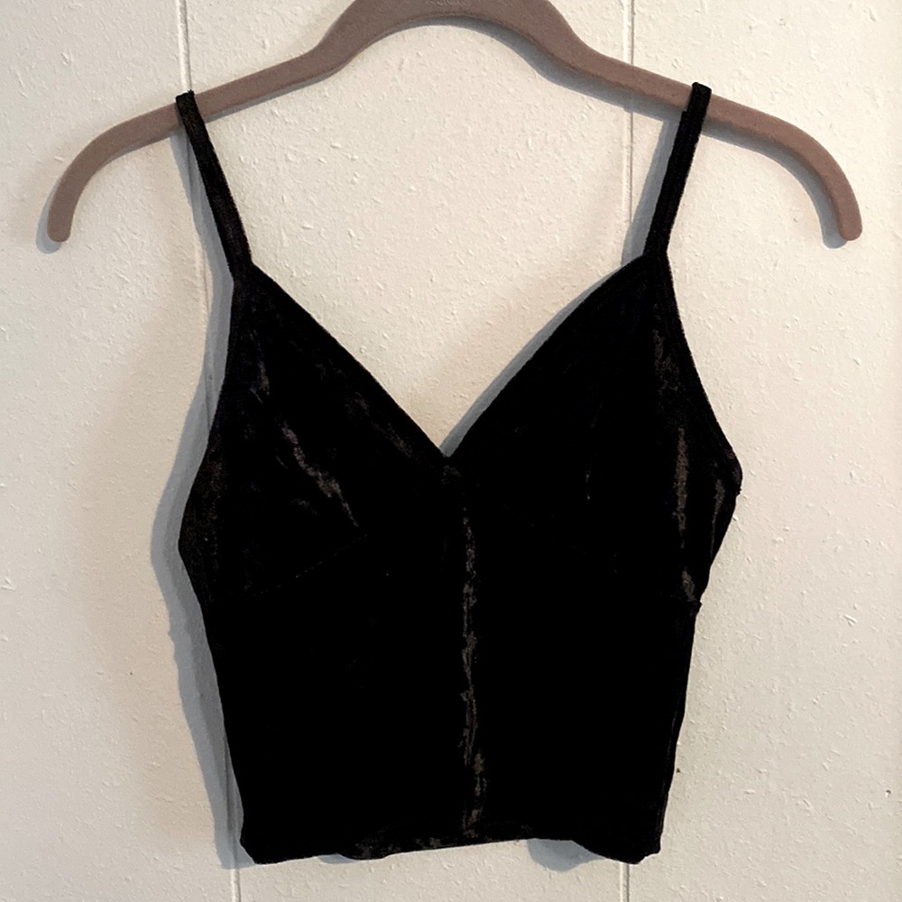 Ransom Black Velvet Top V Neck